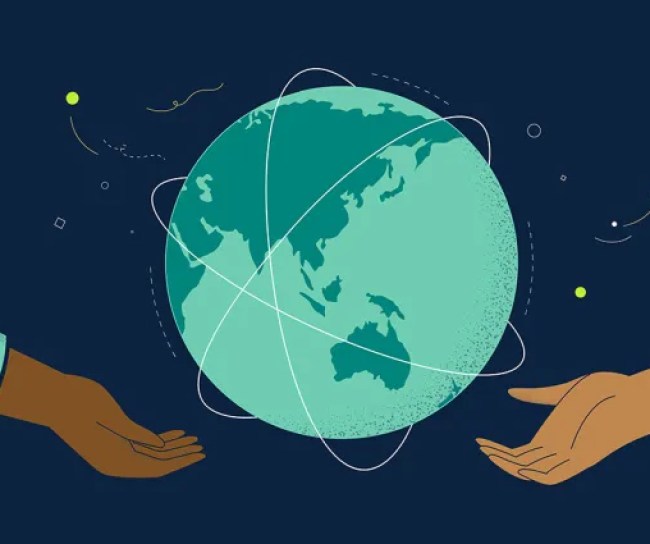 Hands with a globe illustration