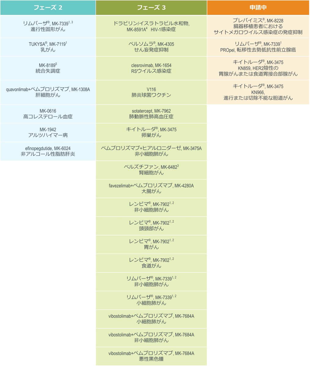 日本での開発パイプライン